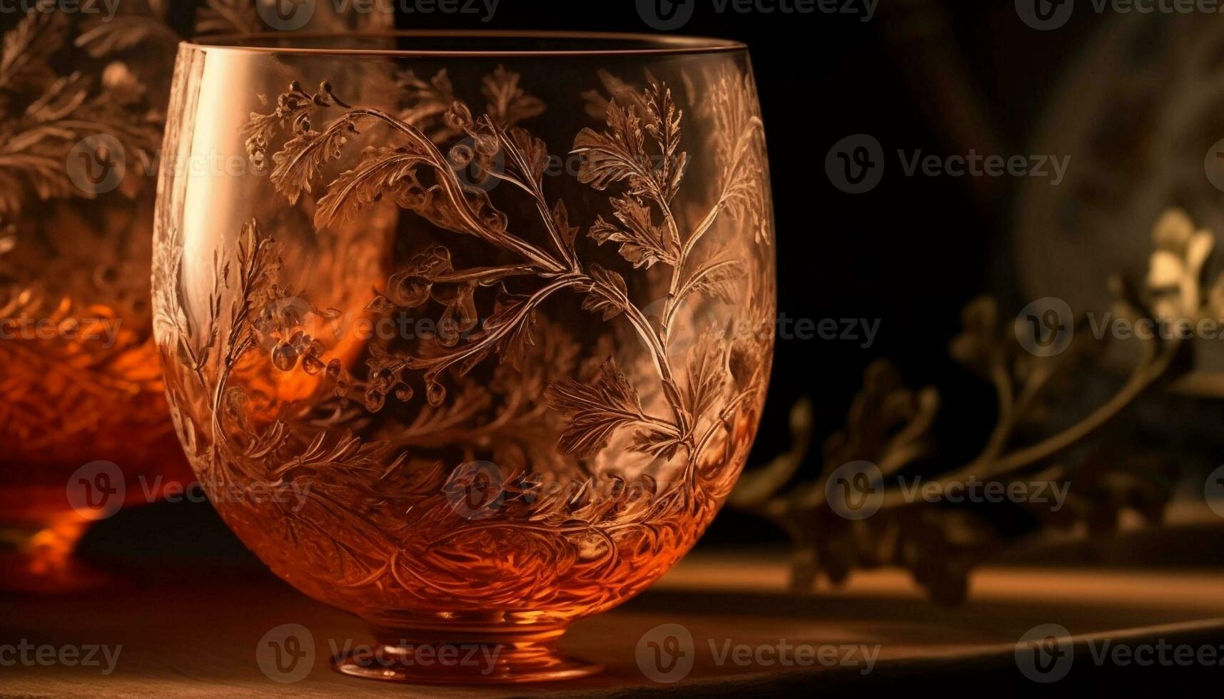 Luxury whiskey glass reflects elegant celebration flame generated by AI photo