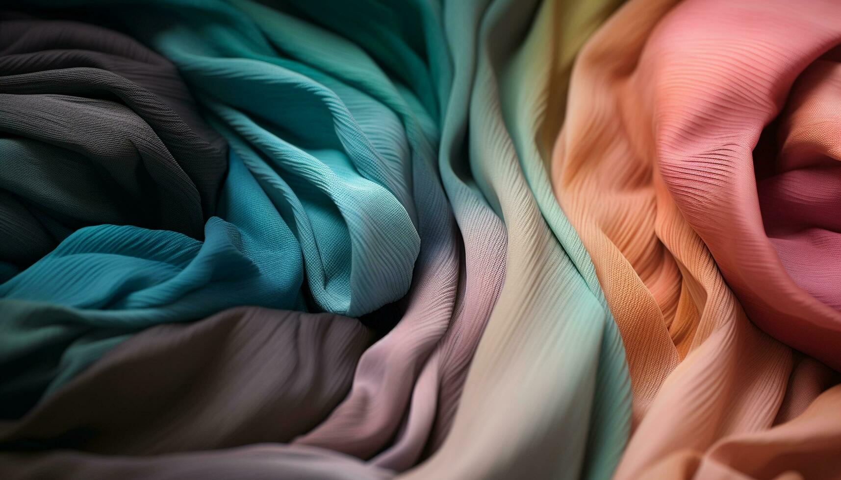 Smooth silk garment with vibrant colors and abstract wave pattern generated by AI photo