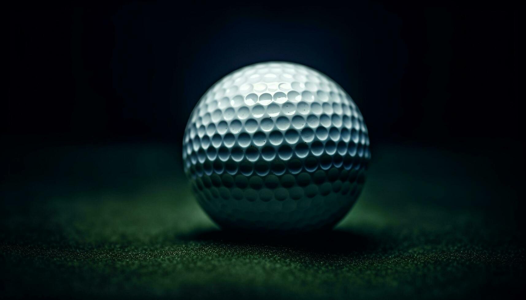 brillante metal golf pelota en tee, éxito en competencia generado por ai foto