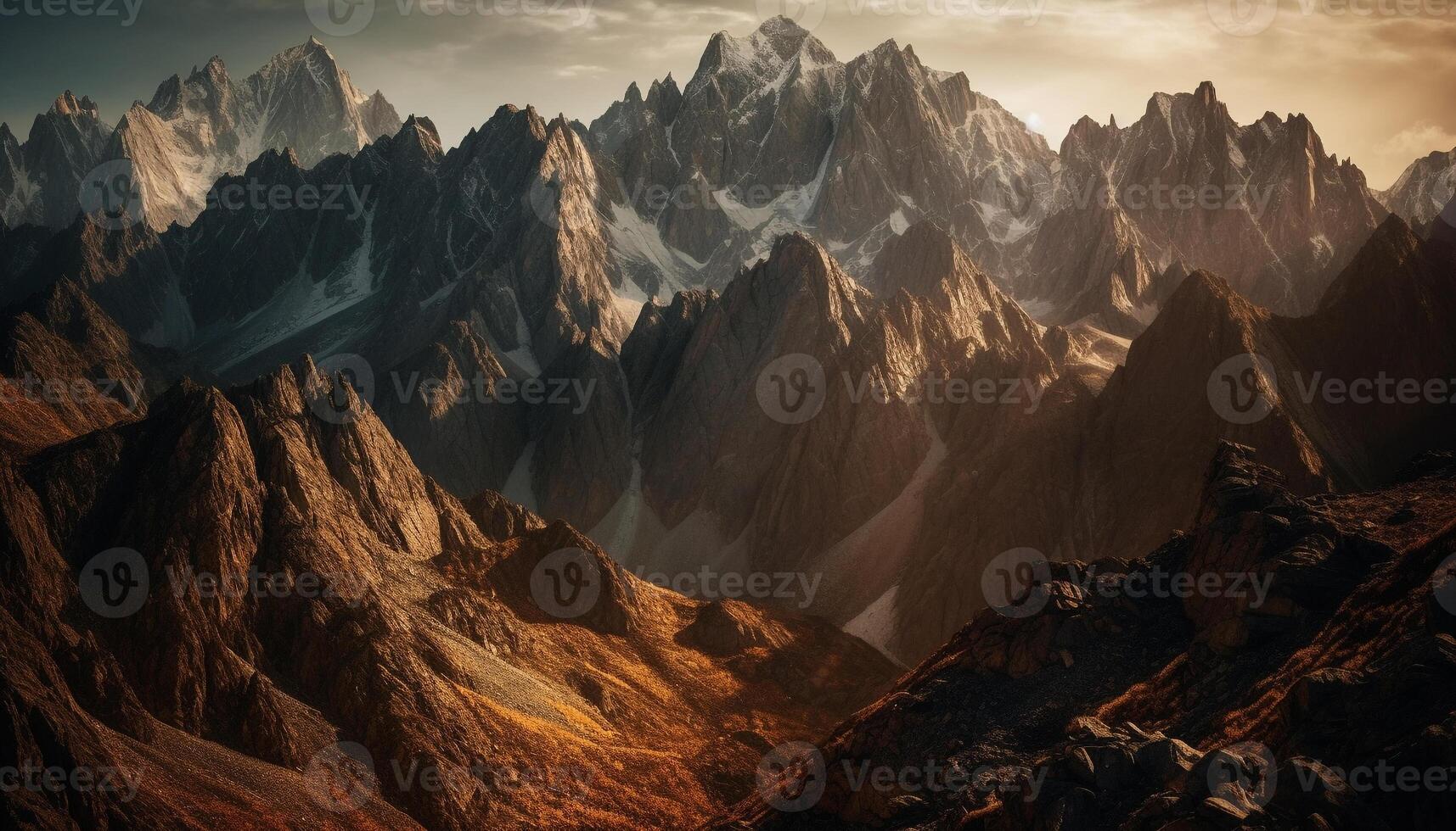 Majestic mountain range boasts panoramic beauty in tranquil wilderness area generated by AI photo