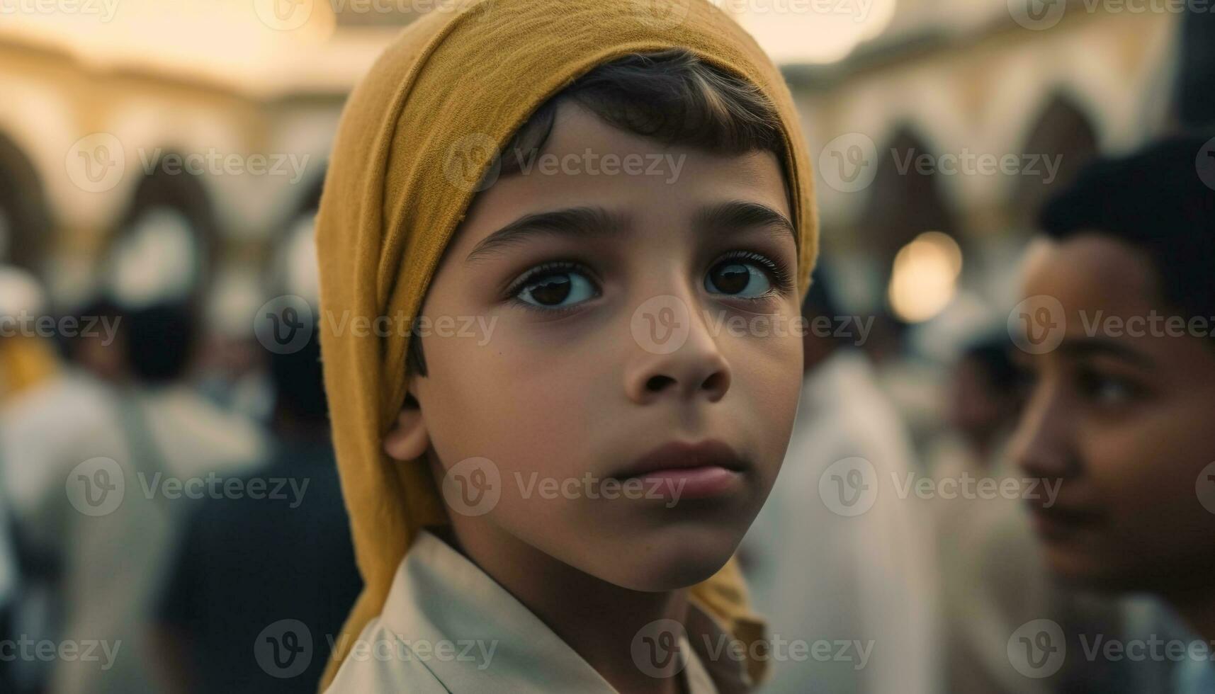 un grupo de alegre niños en tradicional ropa sonriente al aire libre generado por ai foto