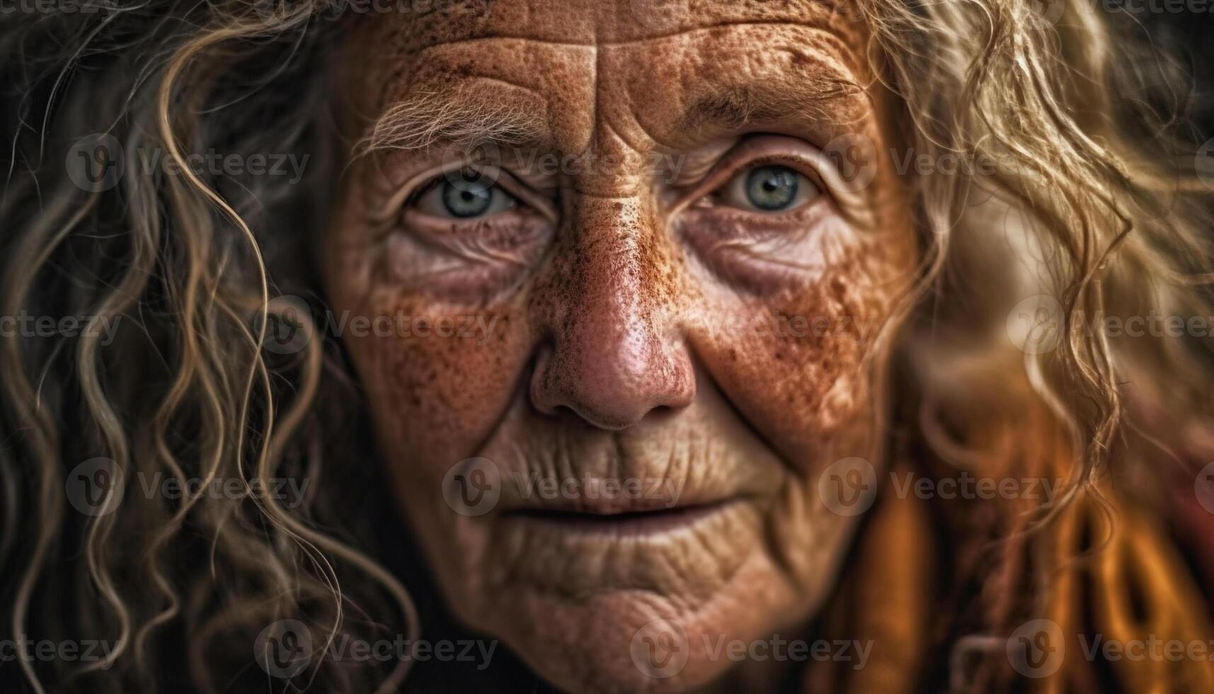 Serene senior woman finds joy in nature beauty and wisdom generated by AI photo