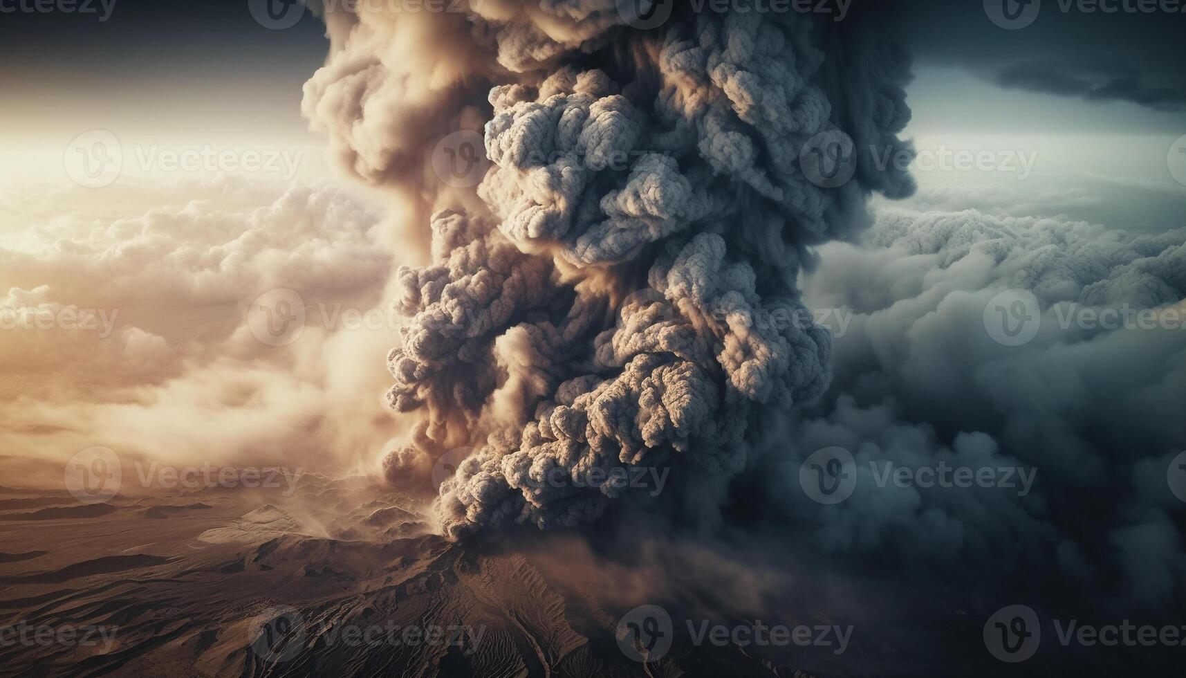Futuristic flames explode in ominous sky, polluting nature beauty generated by AI photo