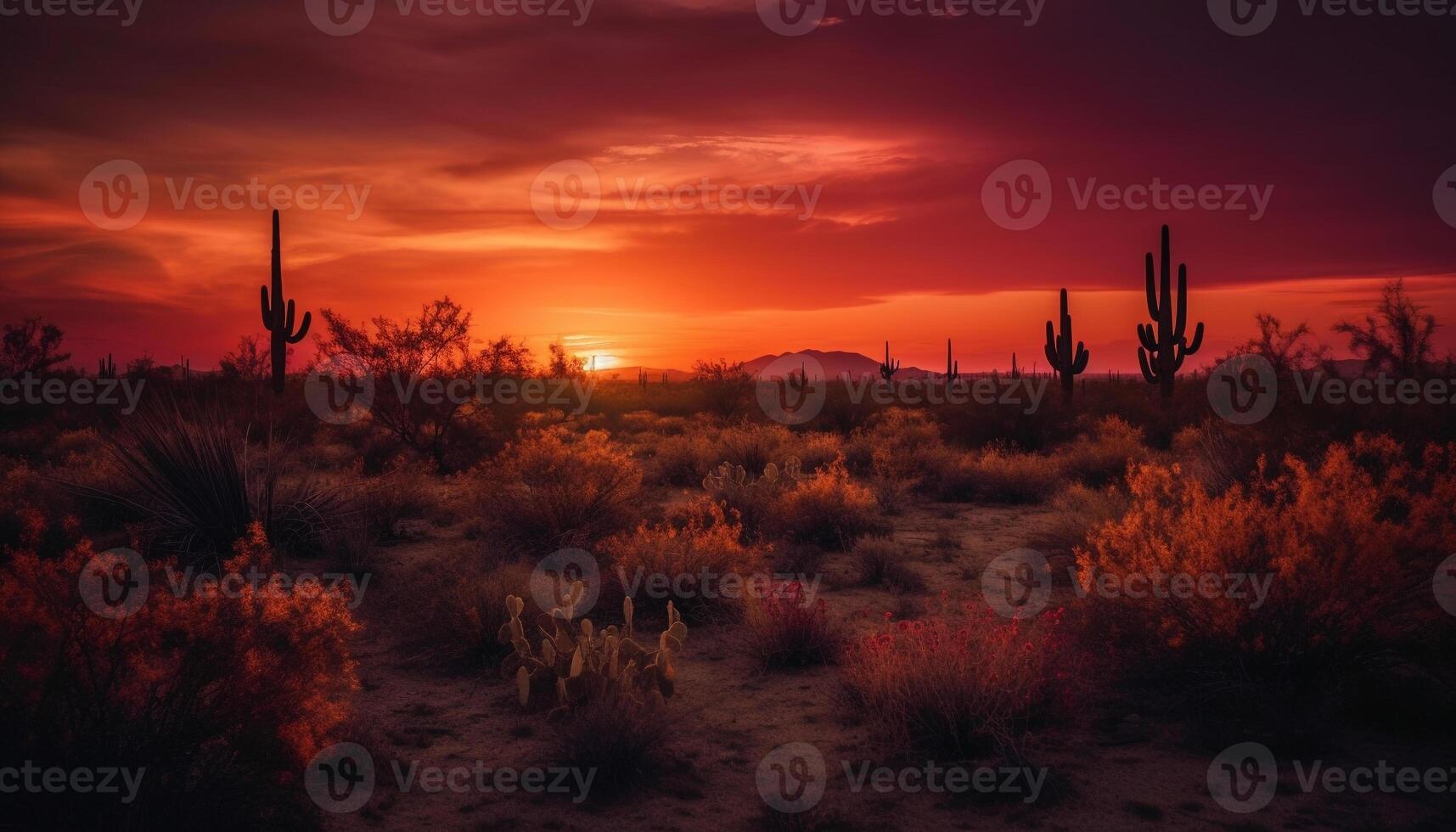 Silhouette of mountain range at dusk, a tranquil summer landscape generated by AI photo