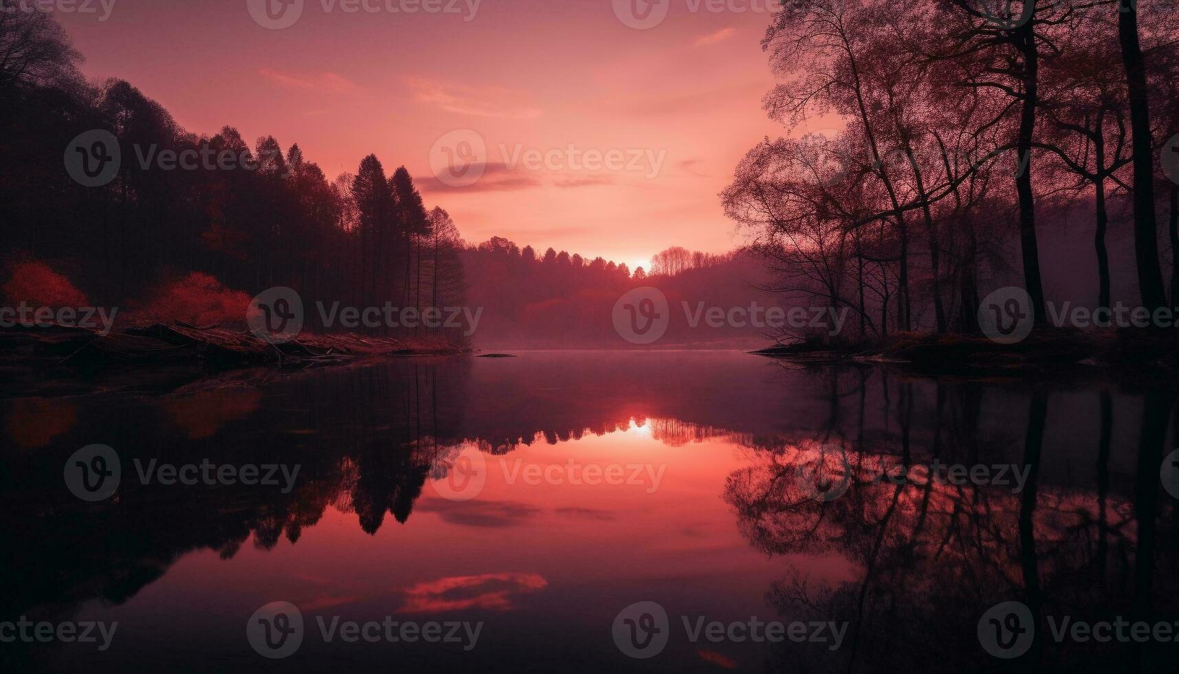 A tranquil scene at dusk, reflecting the beauty of nature generated by AI photo