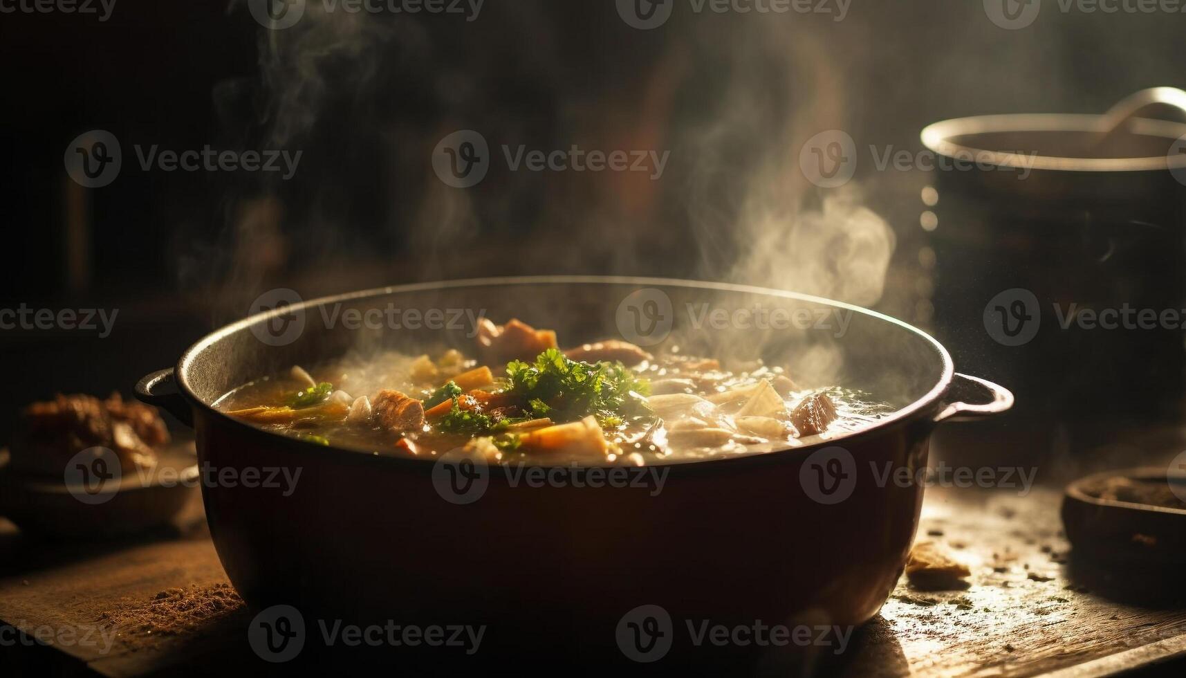 Healthy stew cooked with meat and vegetables generated by AI photo