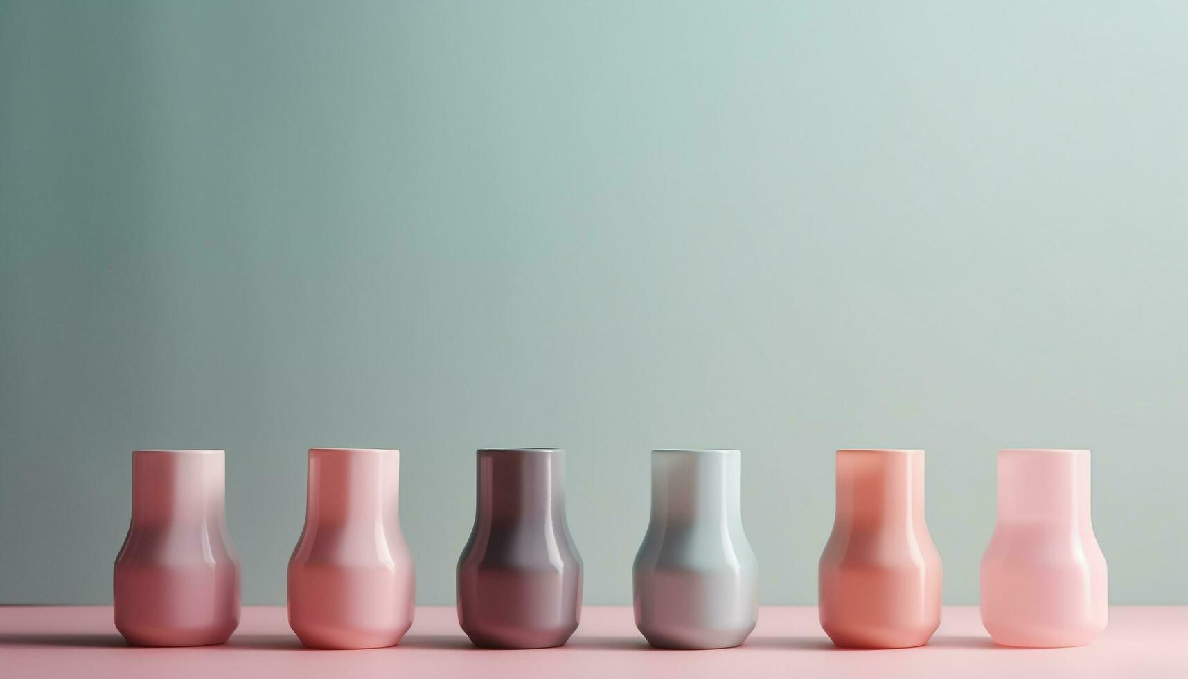 Abstract pottery collection in pink and blue generated by AI photo
