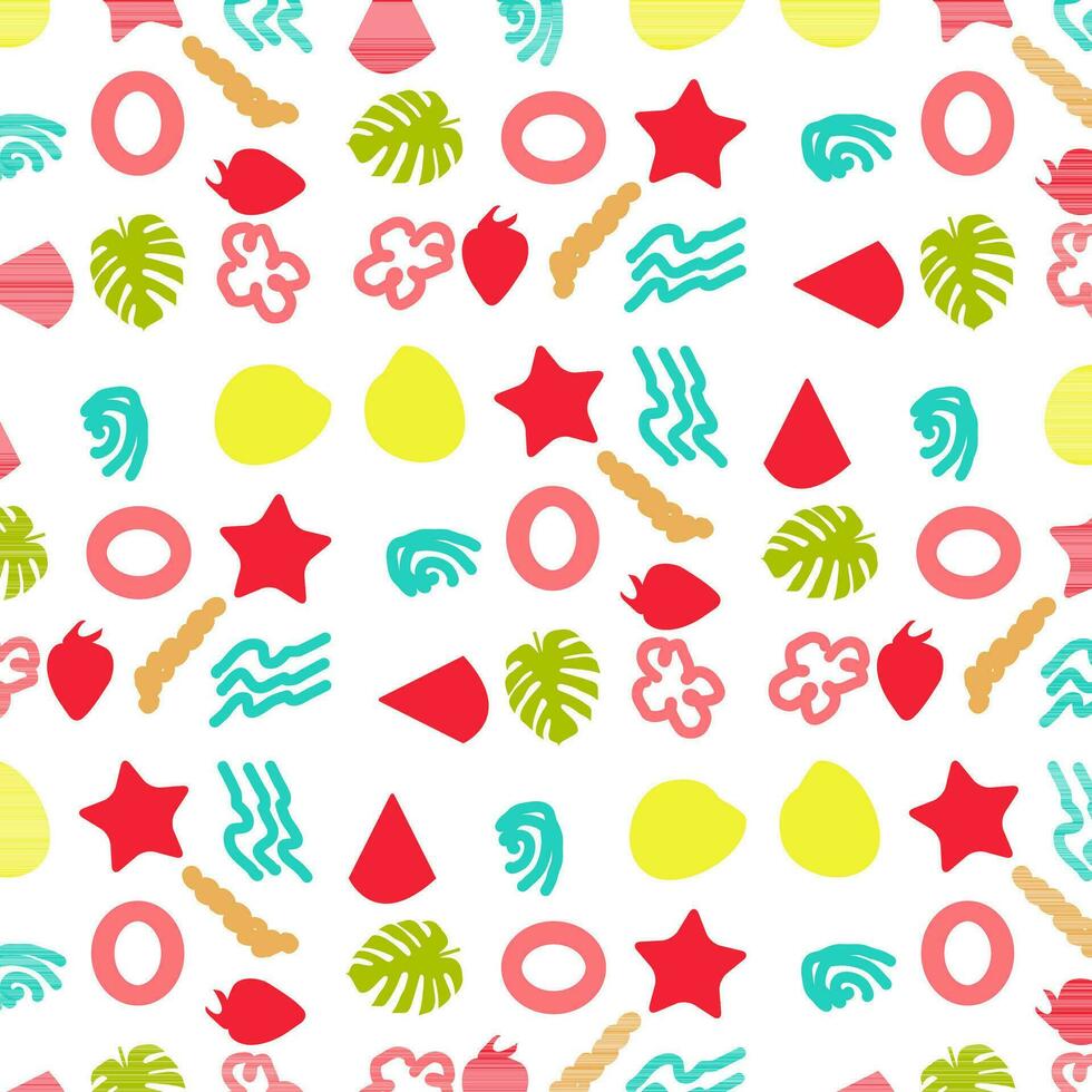 Seamless summer color pattern of abstract shapes vector