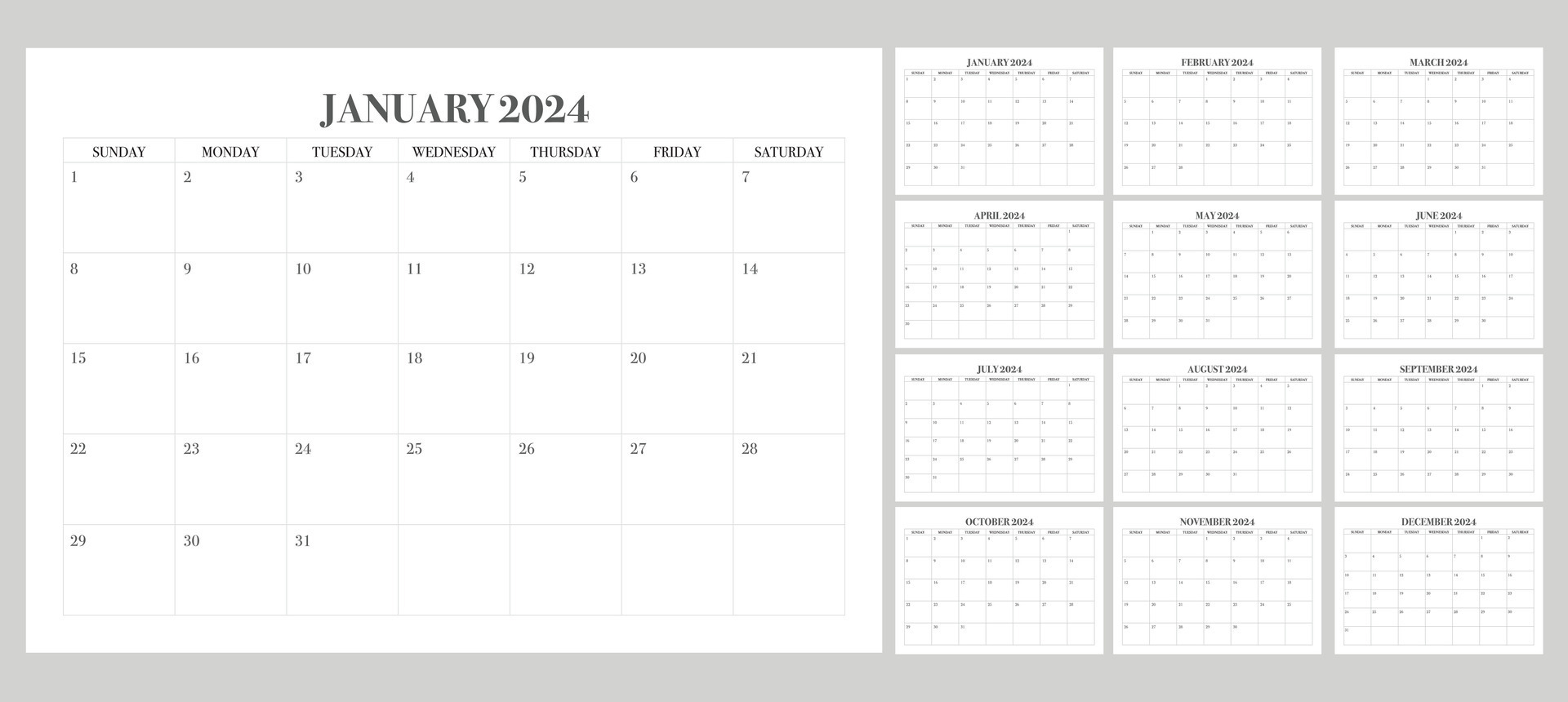 2024-simple-set-calendar-start-on-sunday-24749804-vector-art-at-vecteezy