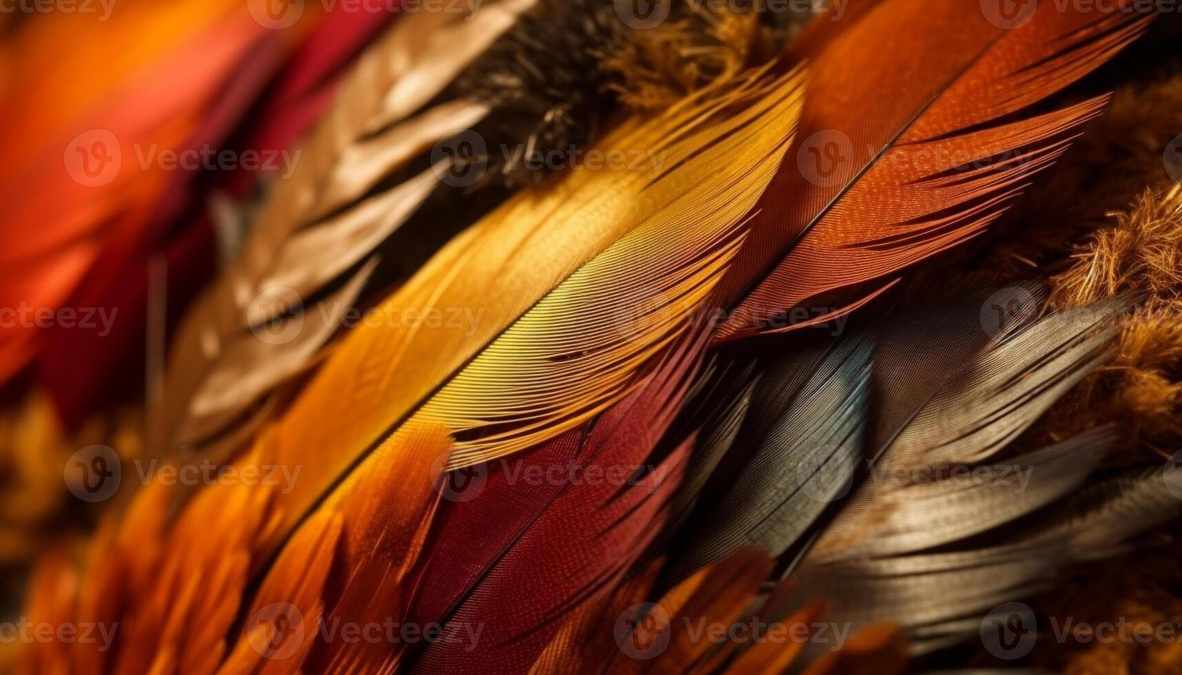 Vibrant colors of animal feathers in nature generated by AI photo