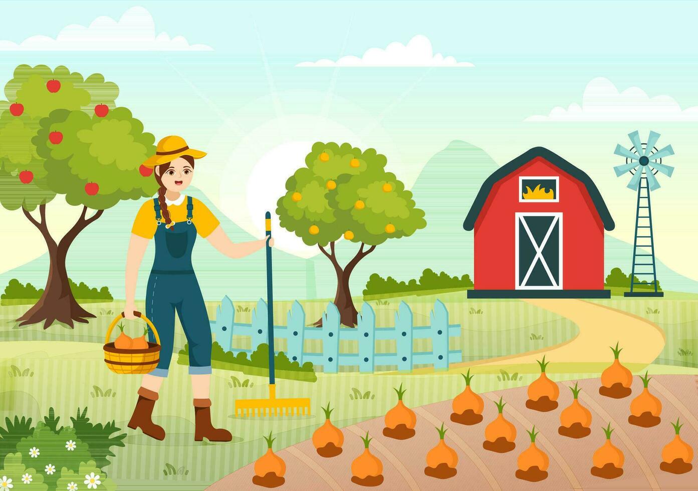 Harvest Season Vector Illustration with Autumn of Pumpkins and Seasonal Agricultural on a Farm in Flat Cartoon Hand Drawn Background Templates