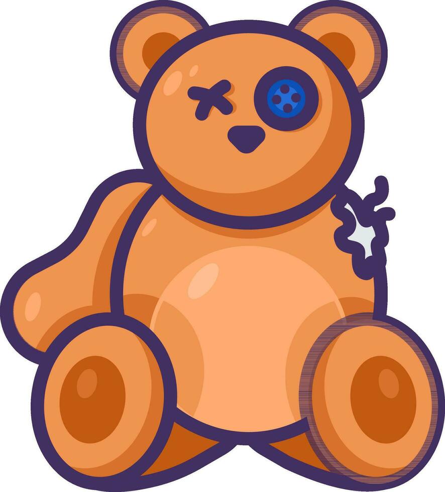 Outline Textile Waste Old Children Bear Toy vector
