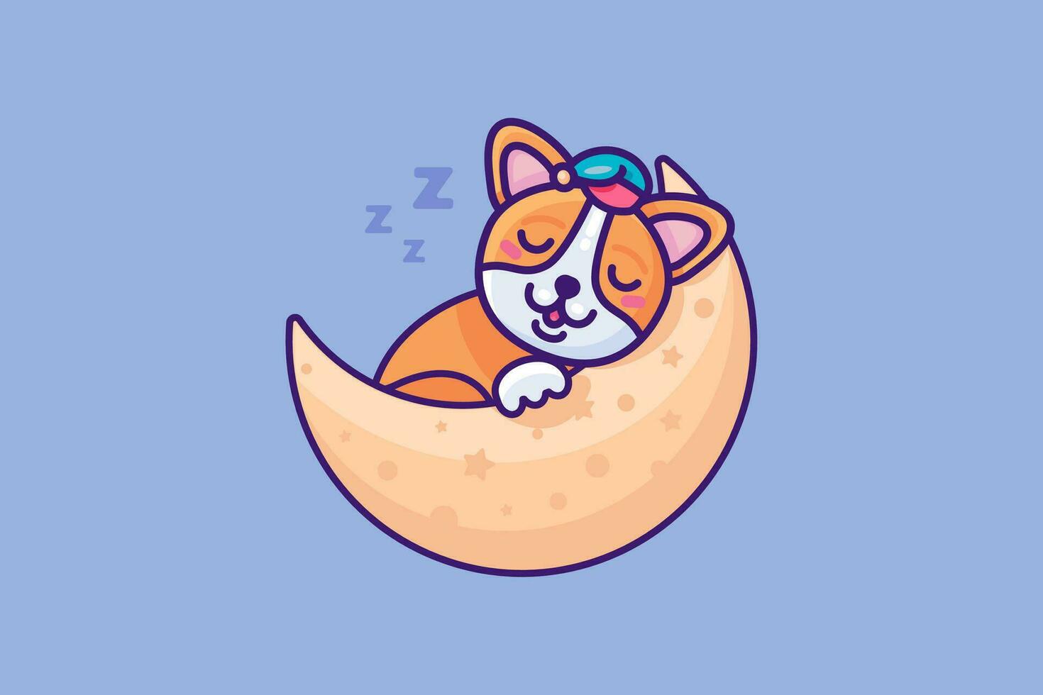 dormido perro en creciente Luna ilustración vector