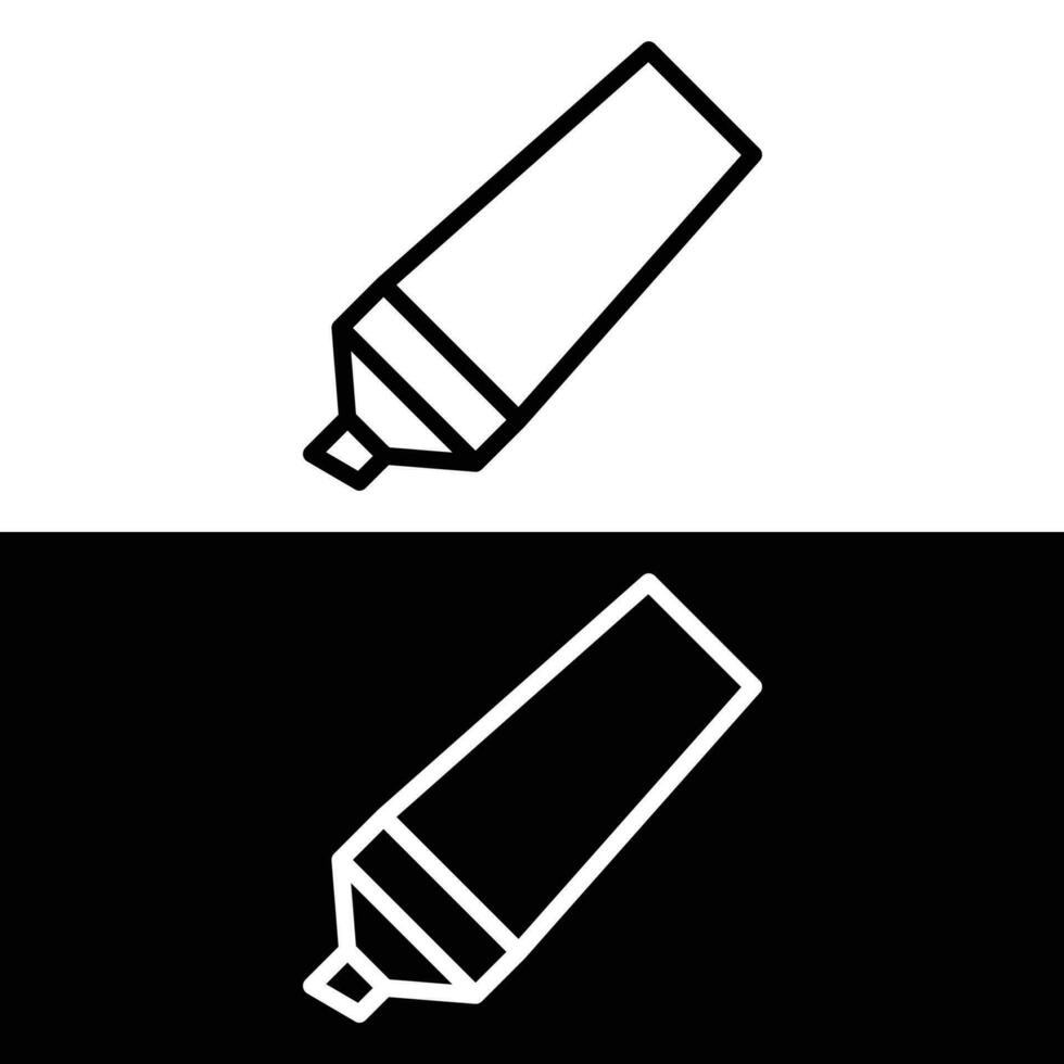 Highlighter Outline Icon Illustration on White and black Background vector