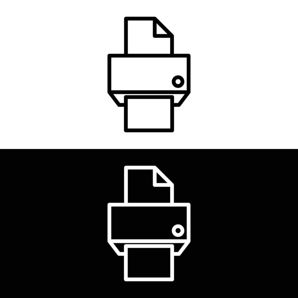 Printer Line Icon isolated on white and black background vector