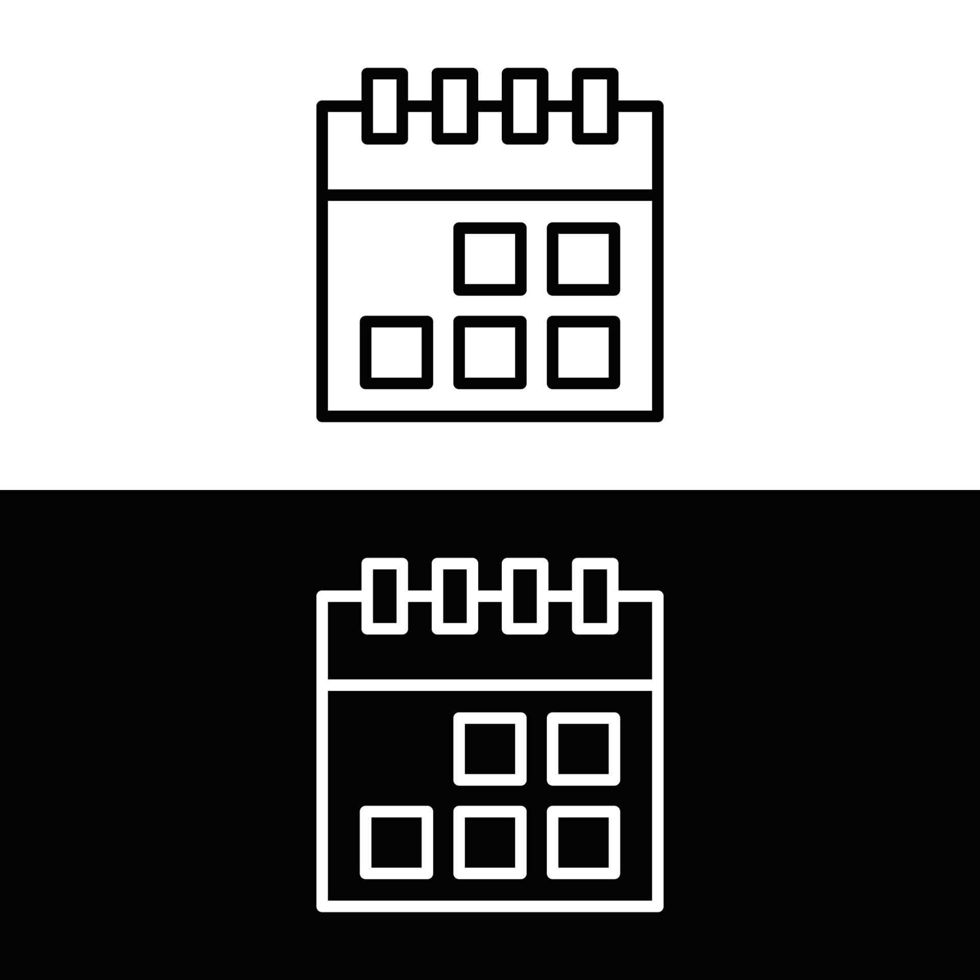Calendar vector icons. Calendar symbols in line style on white and