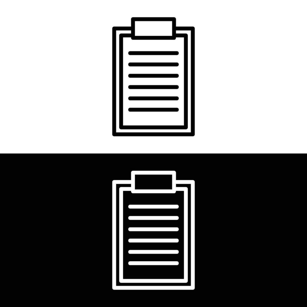 Clipboard icon, minimal line style, vector eps10 illustration isolated on white and black background