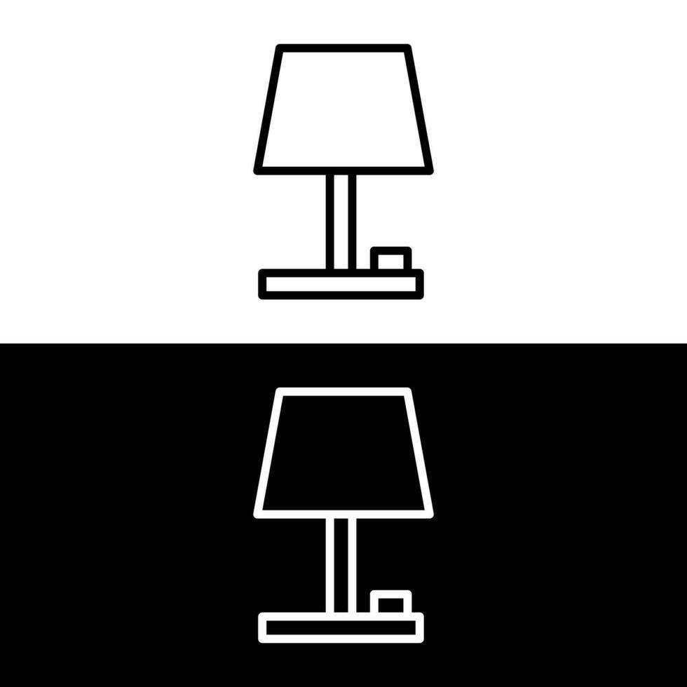 Table lamp line icon. Reading lamp outline icon on white and black background vector