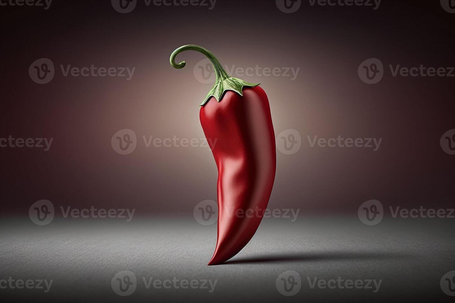 A red chili pepper with a green stem photo