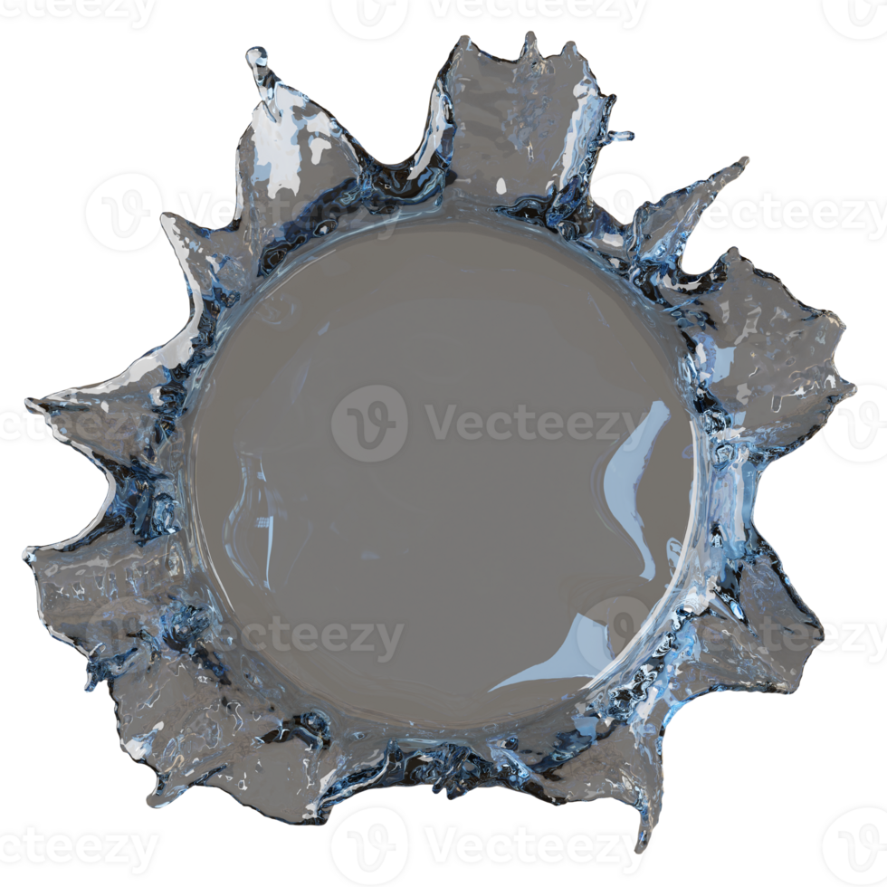 blå vatten stänk krusningar cirkel isolerat. dynamisk rörelse av vätska. realistisk ren flytande element effekt för dryck, dryck, rengöring Produkter reklam. 3d framställa illustration png