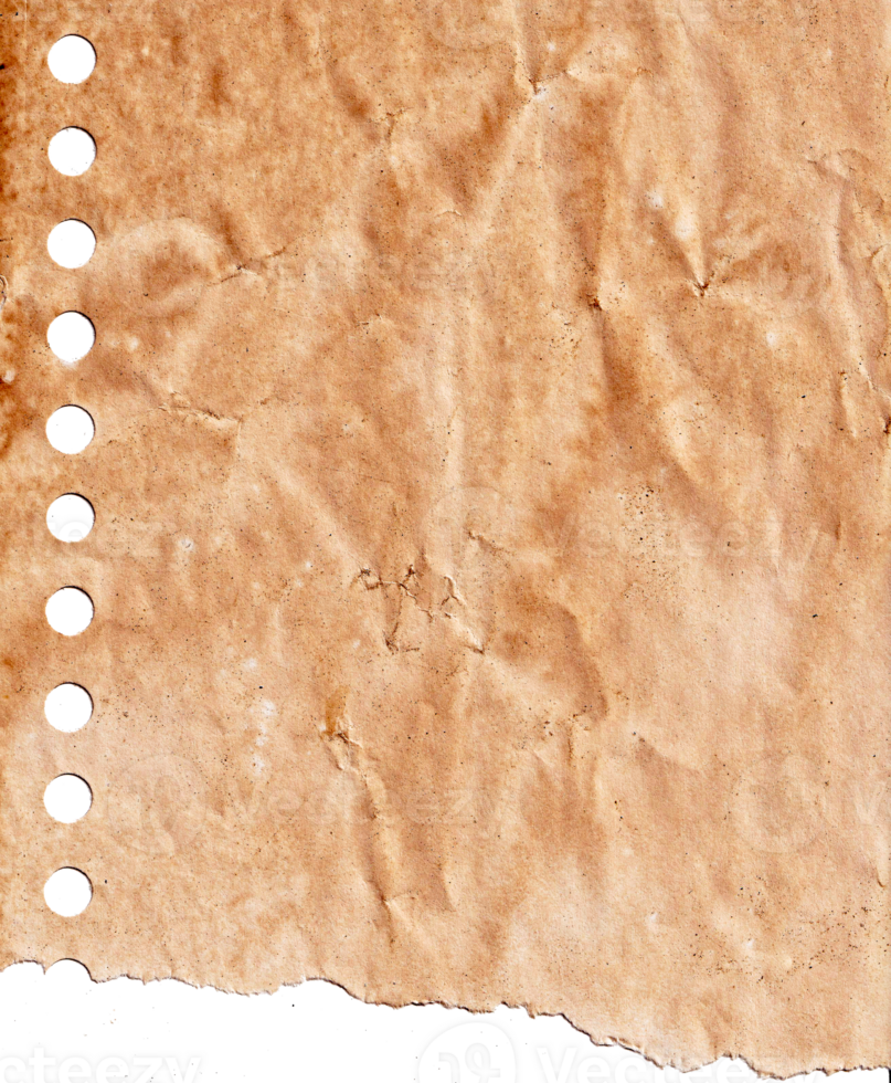 Ripped old paper texture. Spiral vintage paper png