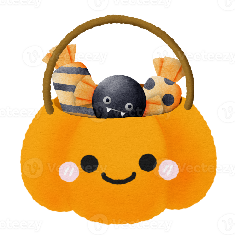 Pumpkin jack face basket for Halloween png