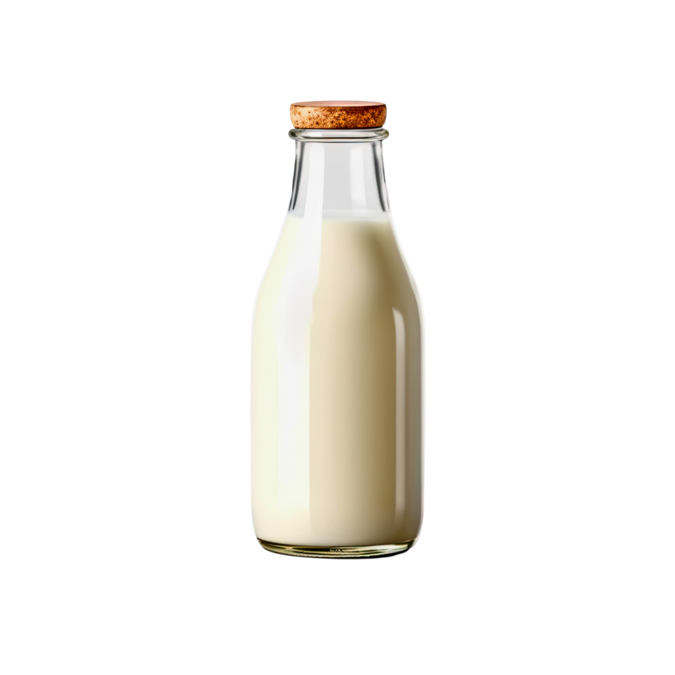 ai generato singolo bottiglia di fresco latte isolato, tracciato di ritaglio incluso, verticale posizione, avvicinamento. png