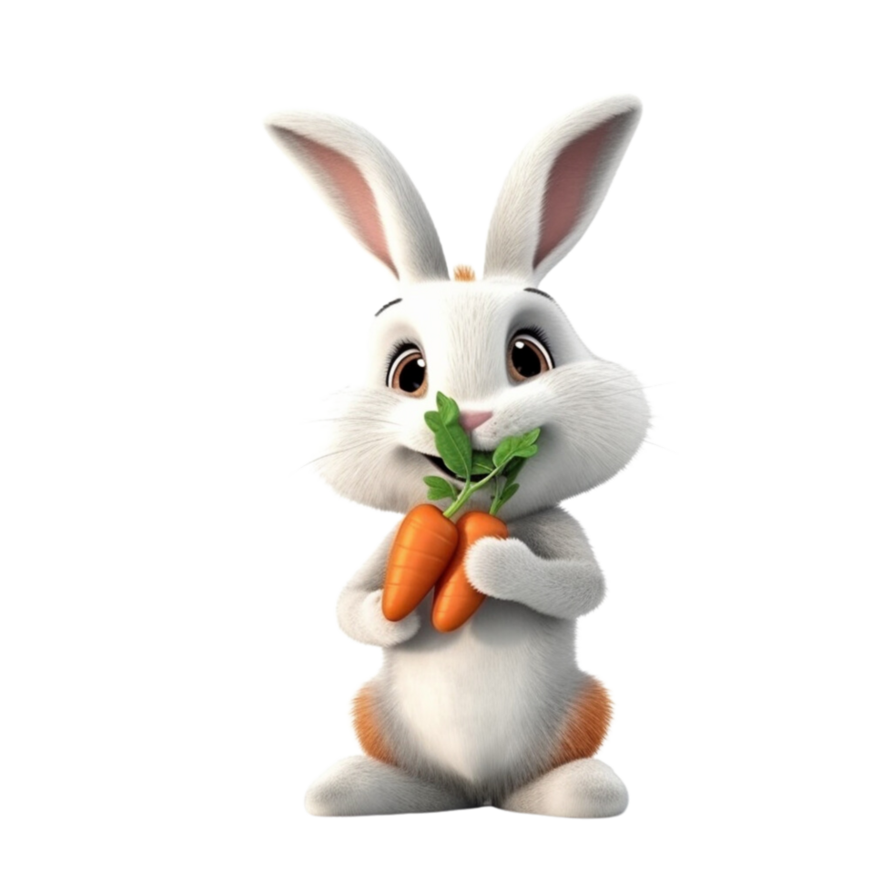rabbit holding carrot 3d cartoon character png
