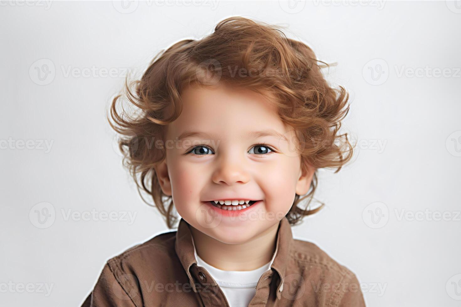 linda contento sonriente niño aislado en blanco antecedentes hecho con generativo ai foto