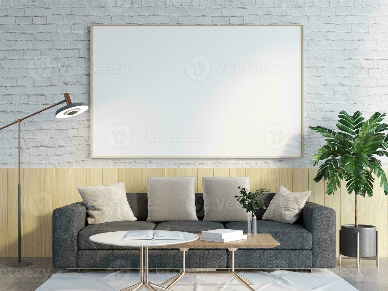 Modern home interior Mockup In Wall Living Room Templete Minimal Cozy Design photo