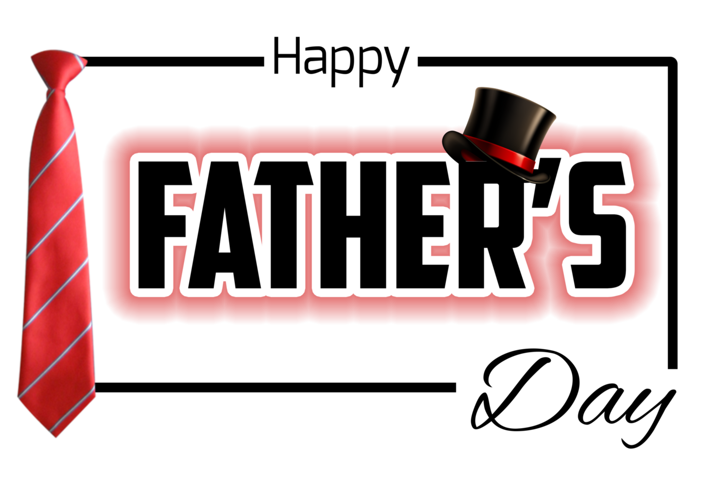 Original hand lettering Happy Fathers Day. Calligraphic inscription can be use for logo, poster, icon, print and web projects. with tie mustache and hat png