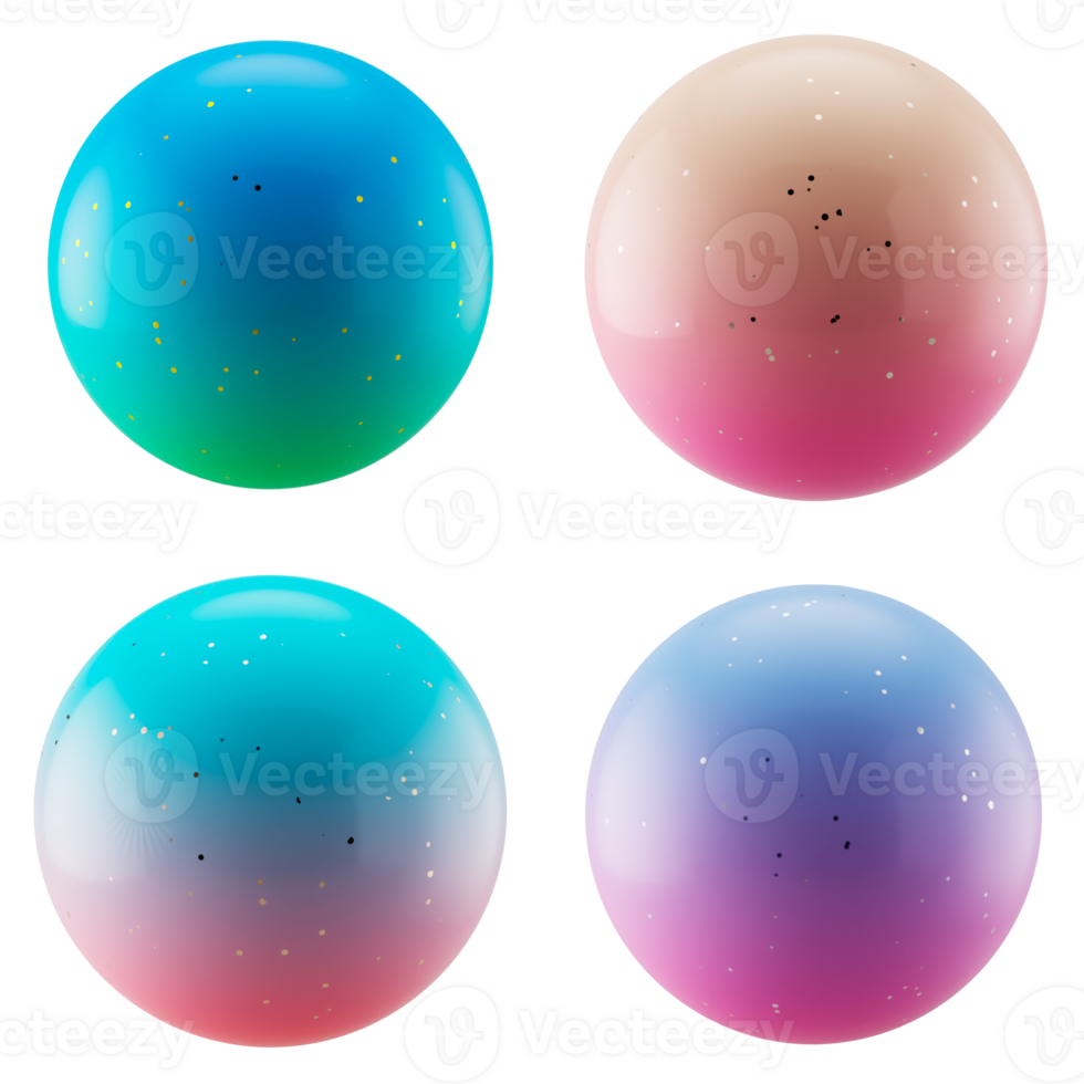 multi angle 3d shapes ball spheres with colorful modern candy color gradient isolated png