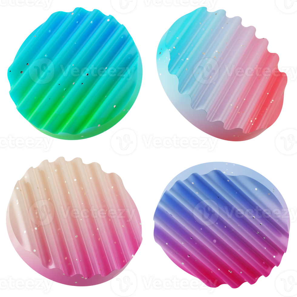 A set collection of floating 3d abstract shapes wavy circle with candy color modern gradient isolated png
