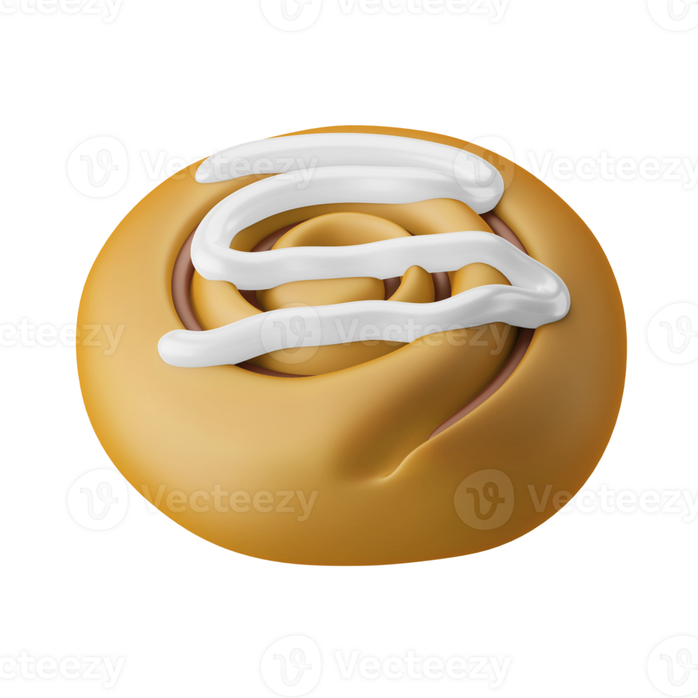 traditional delicious brown colored cinnamon roll swirl bun western food dessert snack 3d render icon illustration isolated png