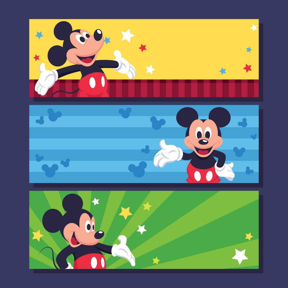 Cute Mouse Horizontal Banner Set vector