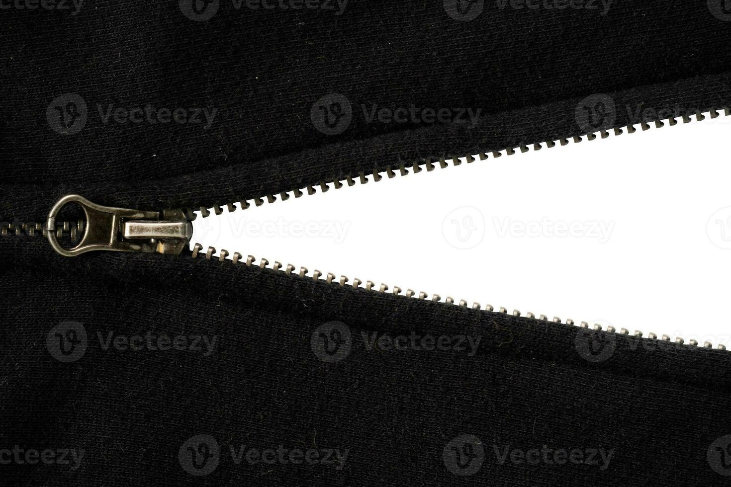 Open black jacket zipper copy space photo