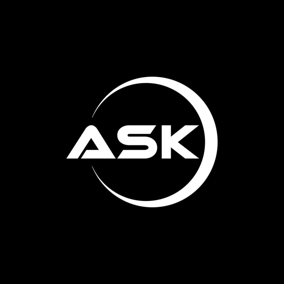 ASK letter logo design in illustration. Vector logo, calligraphy designs for logo, Poster, Invitation, etc.