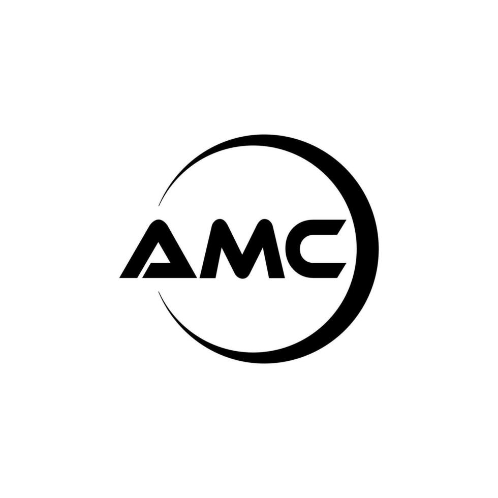 AMC letter logo design in illustration. Vector logo, calligraphy designs for logo, Poster, Invitation, etc.