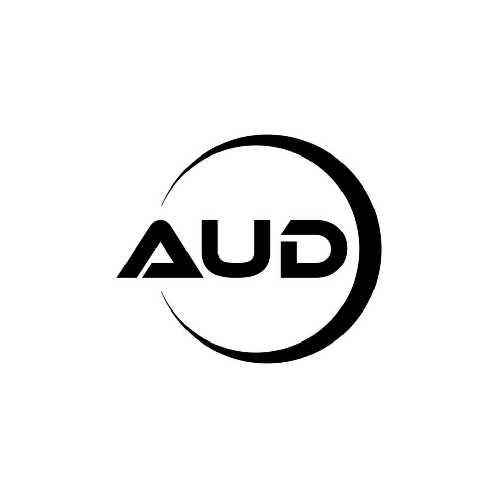 AUD letter logo design in illustration. Vector logo, calligraphy designs for logo, Poster, Invitation, etc.
