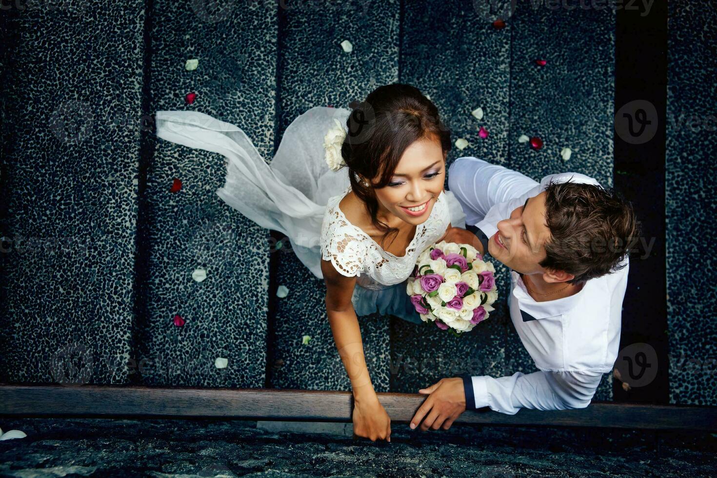 couple on teir exotic wedding day in bali photo