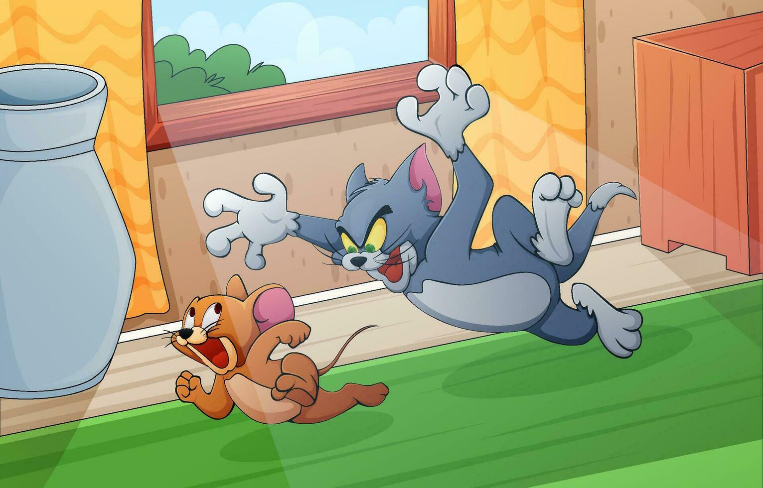 Cat Chasing a Mouse Concept vector