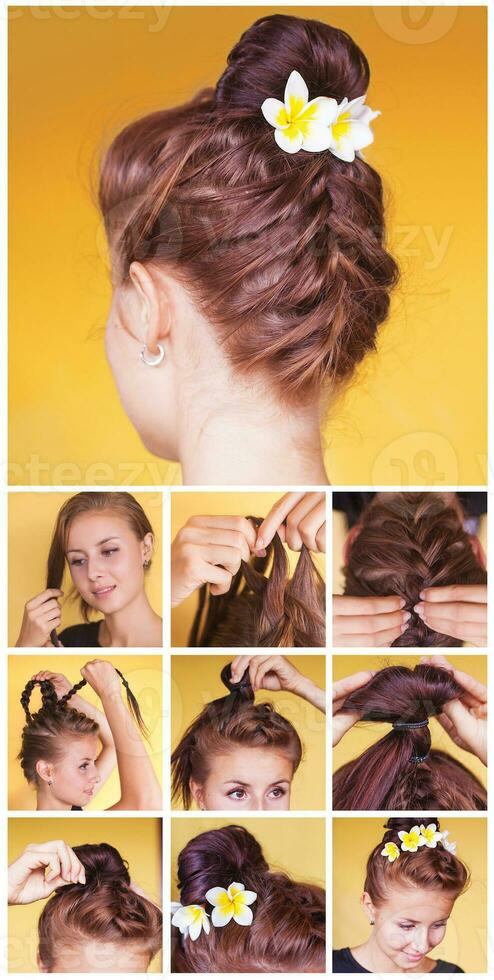 Braided bun updo tutorial photo