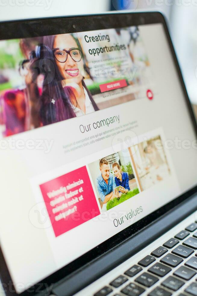 Website design on a laptop screen photo