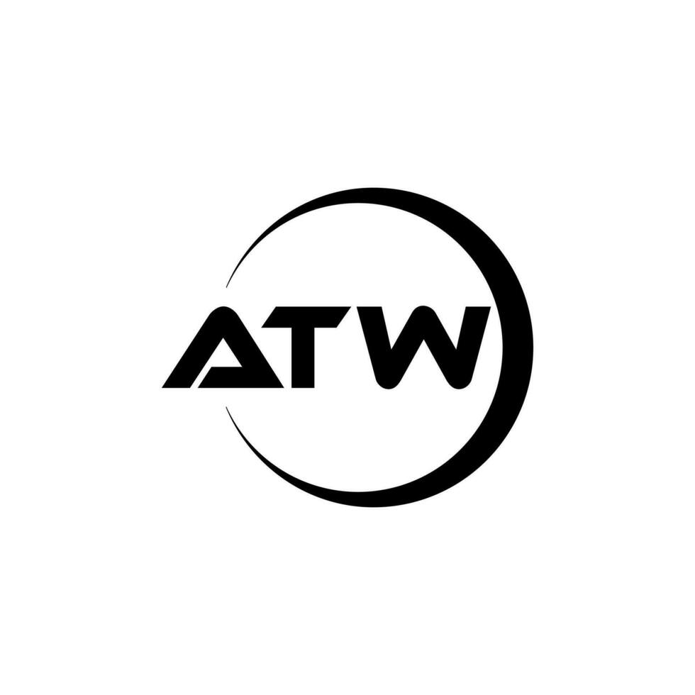 ATW letter logo design in illustration. Vector logo, calligraphy designs for logo, Poster, Invitation, etc.