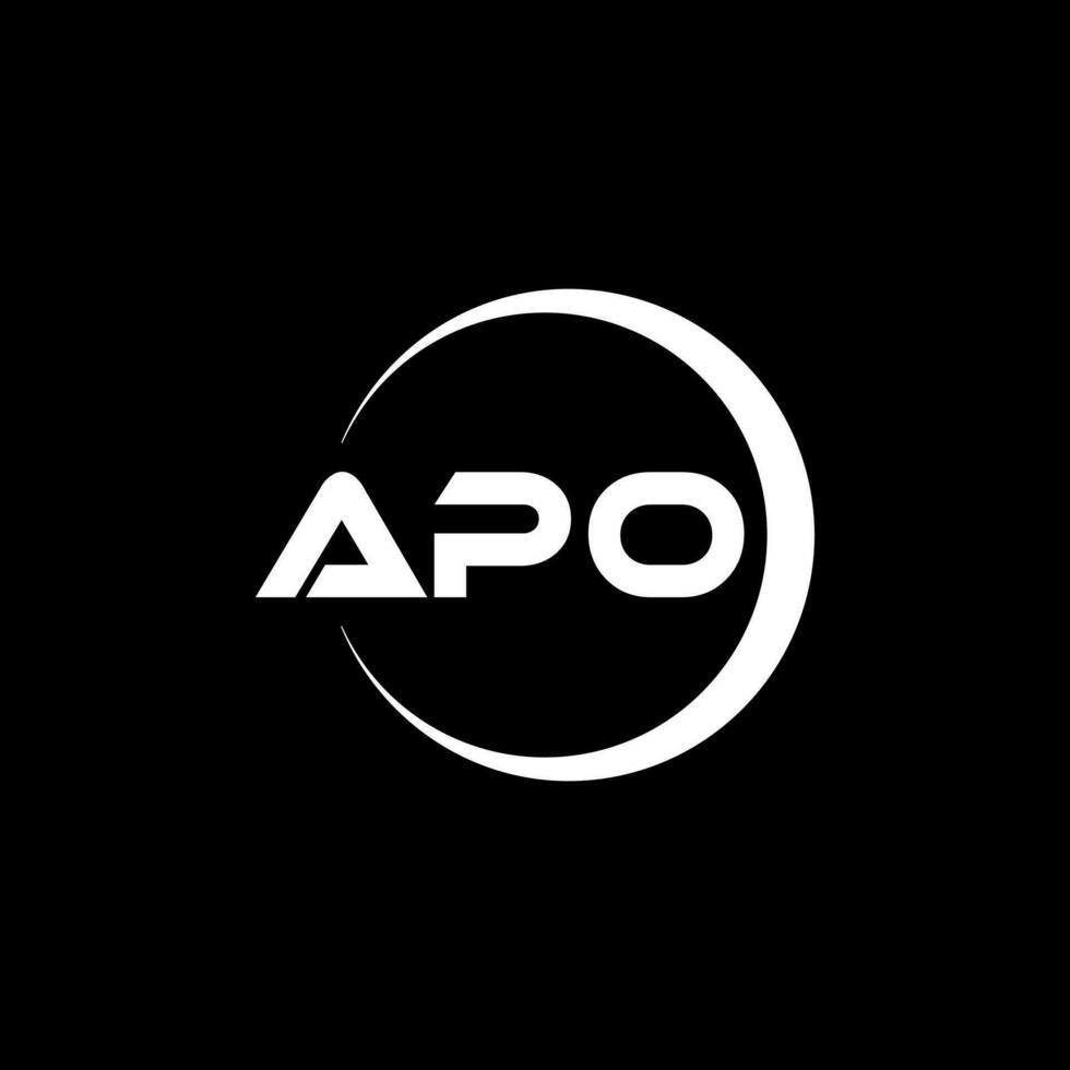 APO letter logo design in illustration. Vector logo, calligraphy designs for logo, Poster, Invitation, etc.