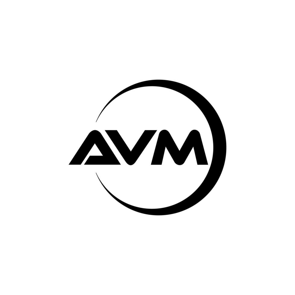 AVM letter logo design in illustration. Vector logo, calligraphy designs for logo, Poster, Invitation, etc.
