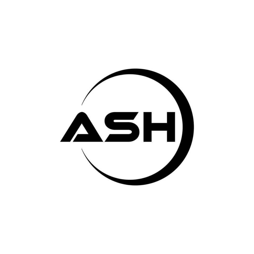 ASH letter logo design in illustration. Vector logo, calligraphy designs for logo, Poster