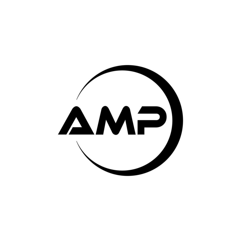 AMP letter logo design in illustration. Vector logo, calligraphy designs for logo, Poster, Invitation, etc.