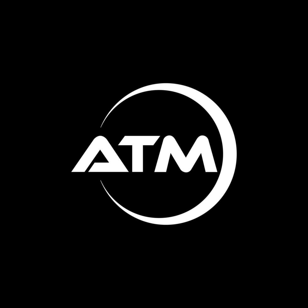 ATM letter logo design in illustration. Vector logo, calligraphy designs for logo, Poster, Invitation, etc.