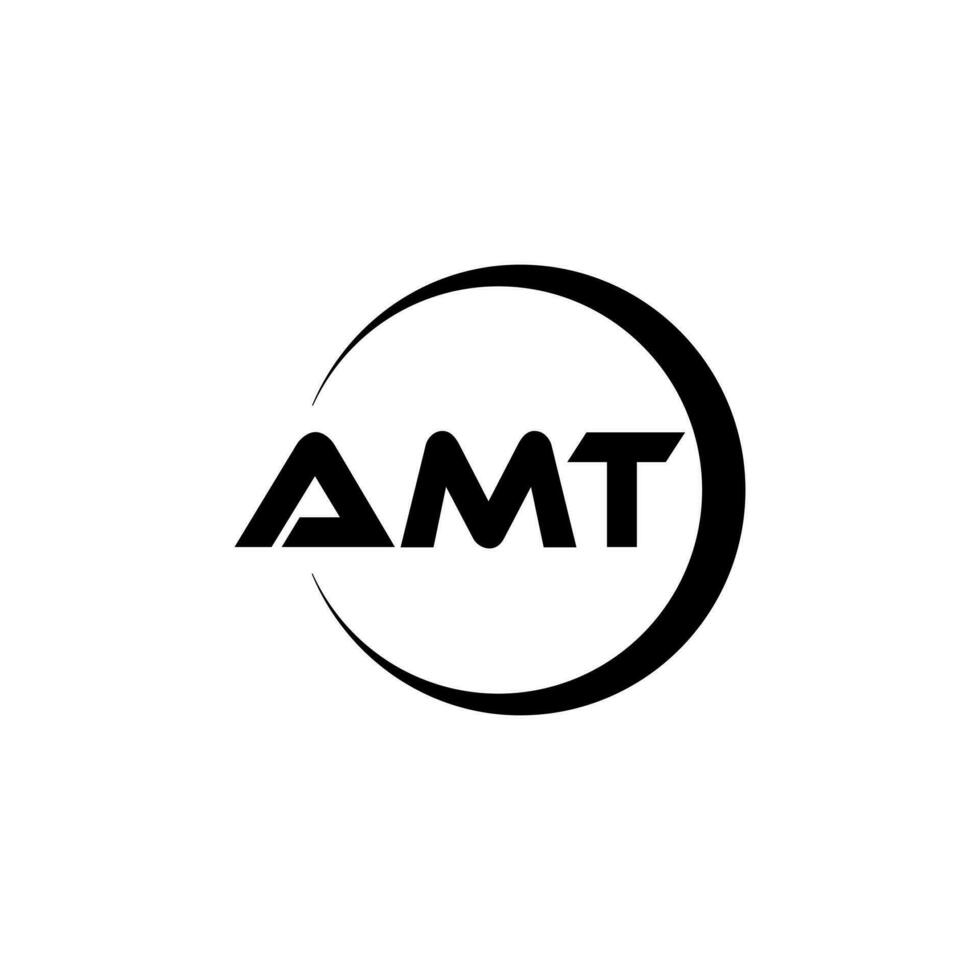 AMT letter logo design in illustration. Vector logo, calligraphy designs for logo, Poster, Invitation, etc.